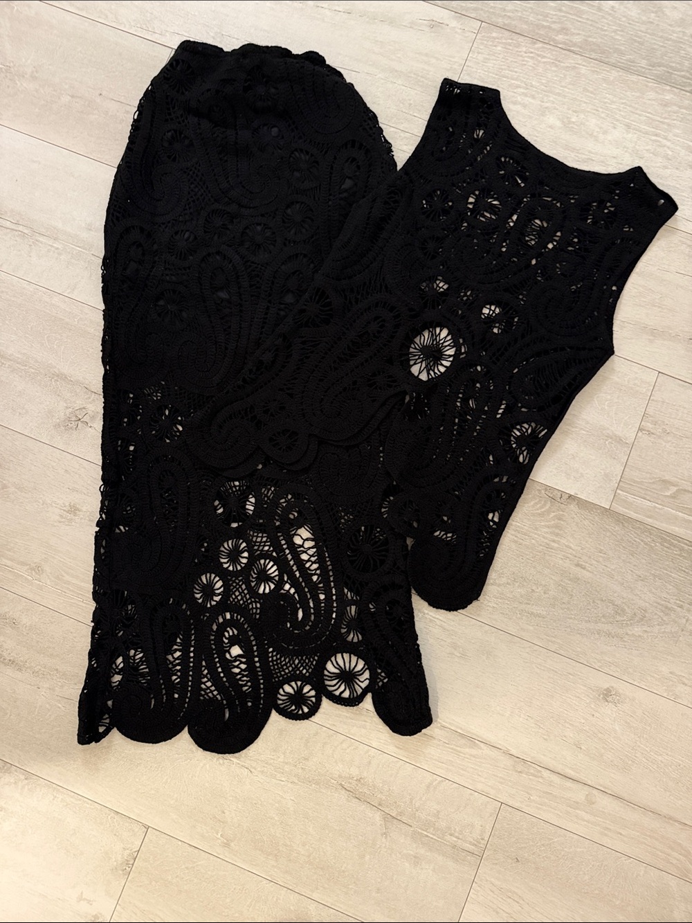 Crochet Skirt Set — Sleeveless Top & Midi Skirt